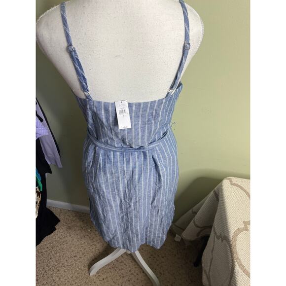 Banana Republic blue stripes linen shift dress with belt, size 4, NWT - Picture 6 of 14